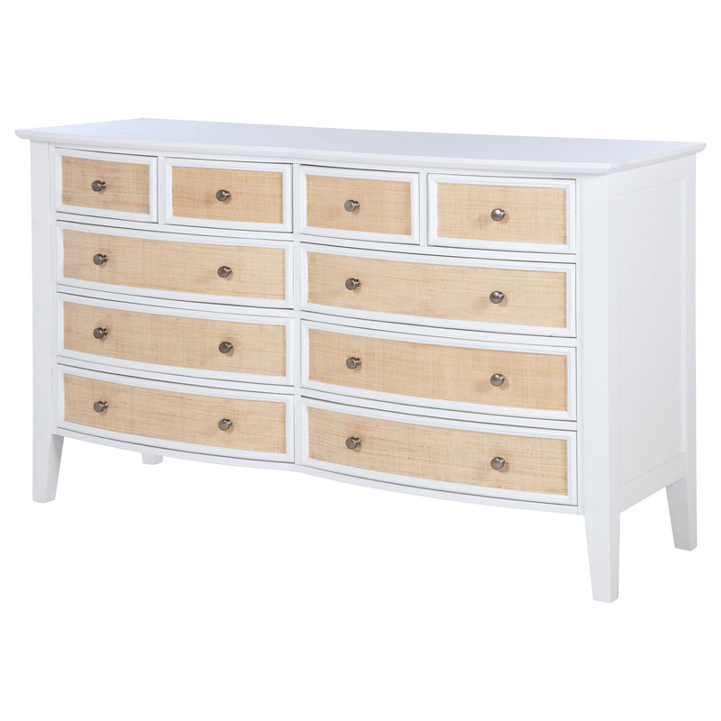 Cómoda con gabinete de 10 cajones Bexhill, blanca