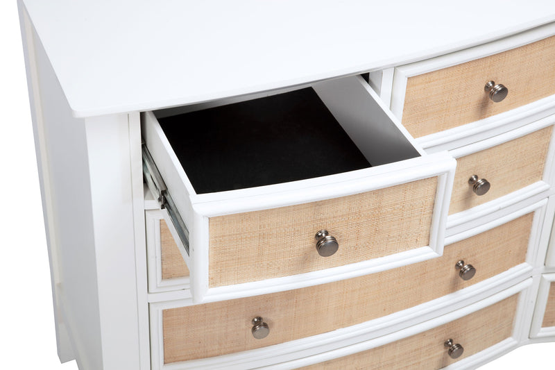 Cómoda con gabinete de 10 cajones Bexhill, blanca