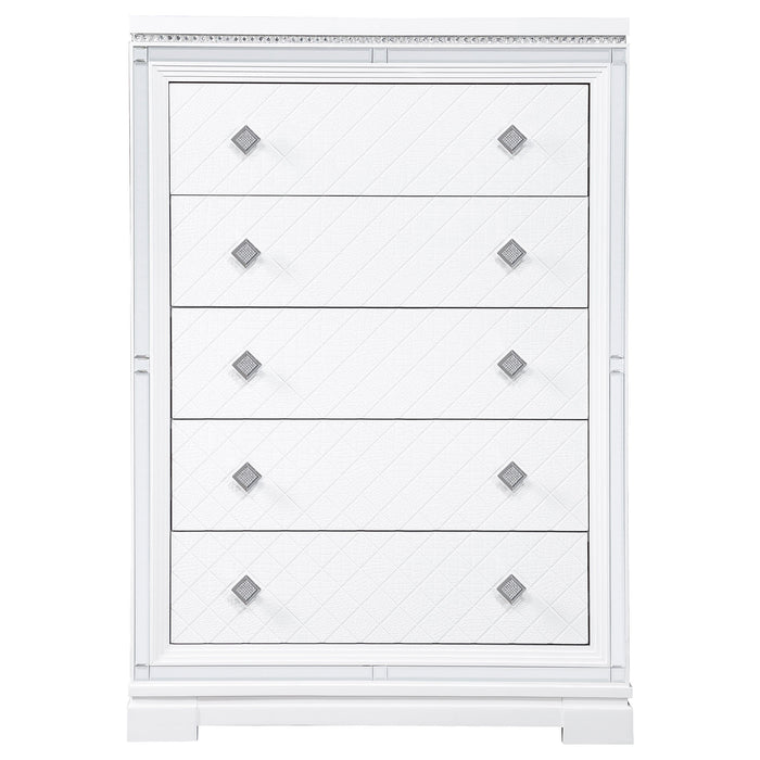 Eleanor Rectangular 5-drawer Chest White