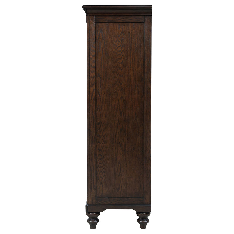Cómoda Andover de 6 cajones con puerta de cristal templado, roble oscuro