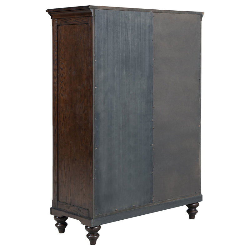 Cómoda Andover de 6 cajones con puerta de cristal templado, roble oscuro