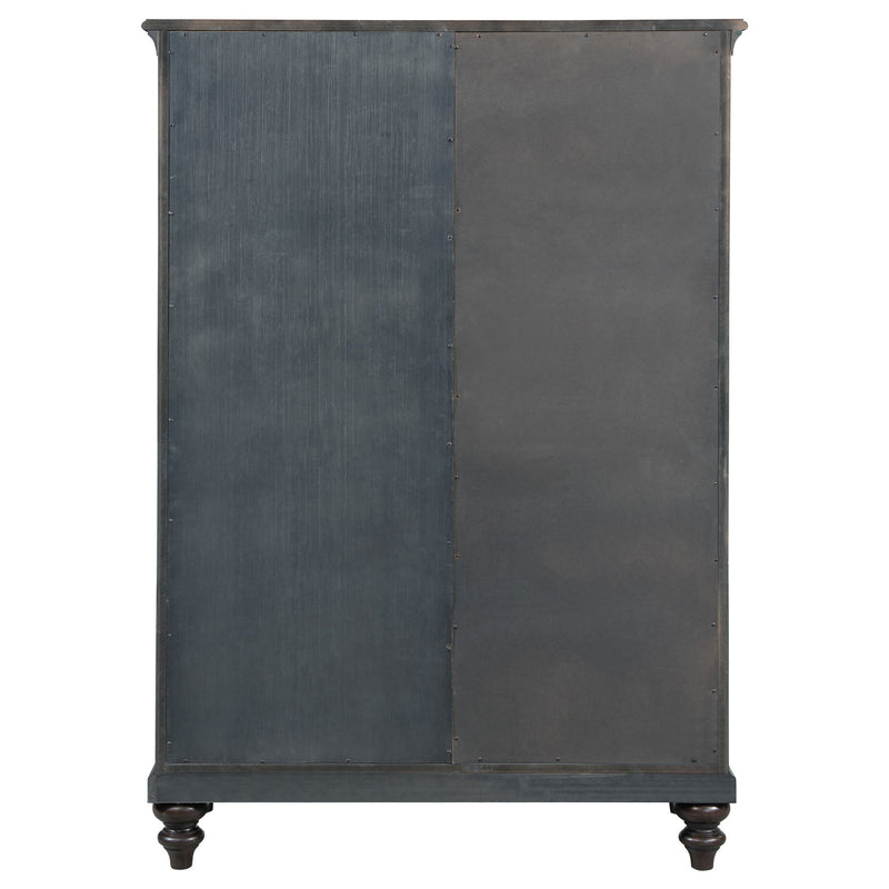Cómoda Andover de 6 cajones con puerta de cristal templado, roble oscuro