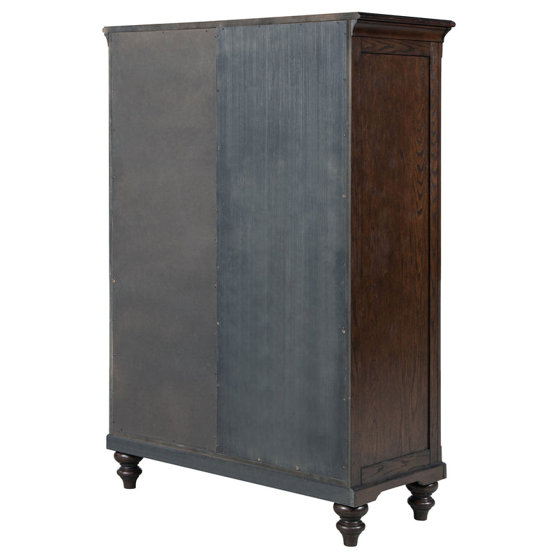 Cómoda Andover de 6 cajones con puerta de cristal templado, roble oscuro