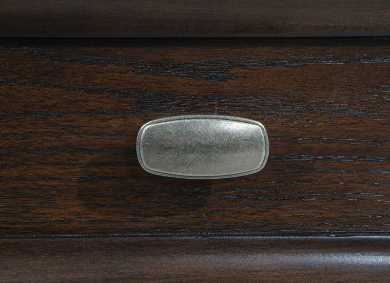 Cómoda Andover de 6 cajones con puerta de cristal templado, roble oscuro