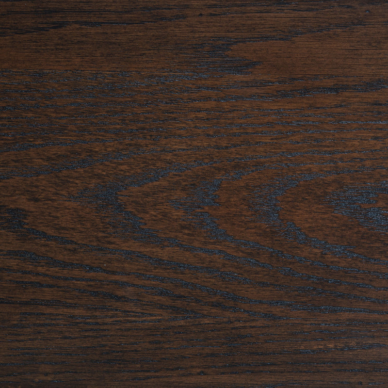 Cómoda Andover de 6 cajones con puerta de cristal templado, roble oscuro