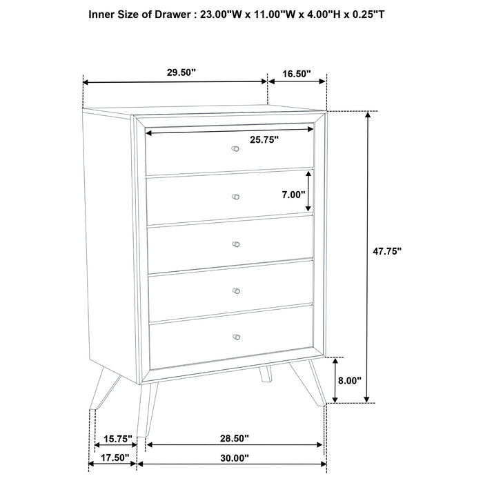 Janelle 5-drawer Chest White