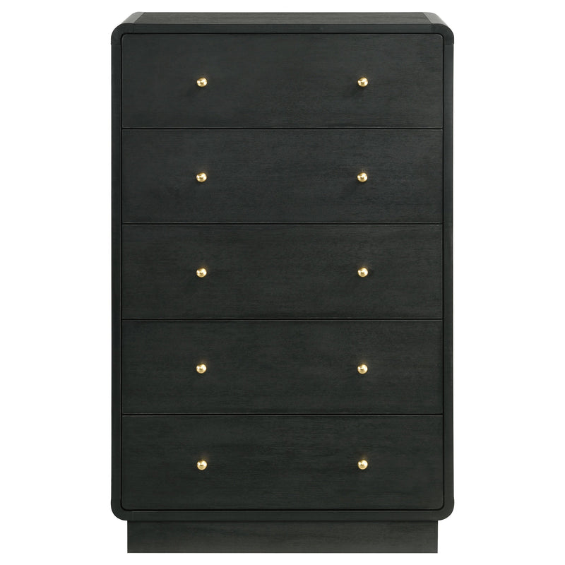 Cómoda Cavelle de 5 cajones, negra