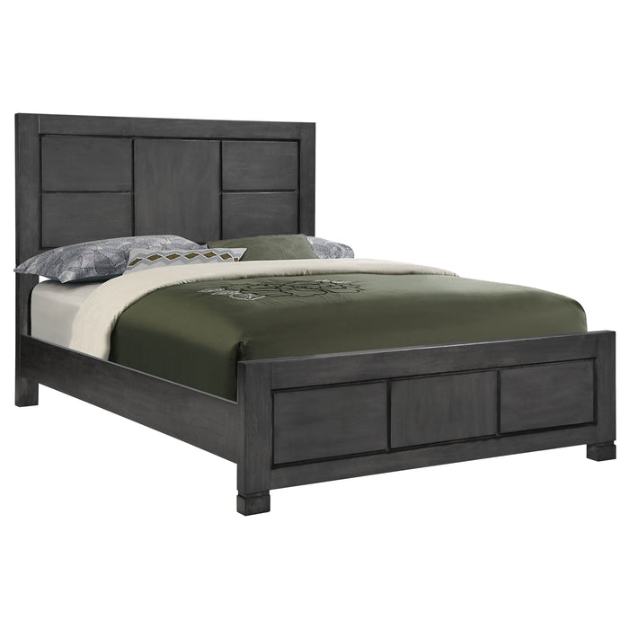 Lorenzo Wood Eastern King Panel Bed Dark Grey