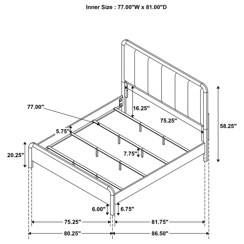 Cama tapizada Amsbury de 59 pulgadas, color nuez moscada