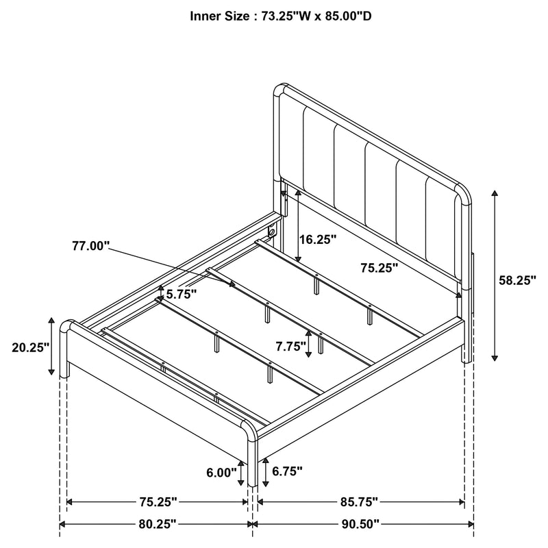 Cama tapizada Amsbury de 59 pulgadas, color nuez moscada
