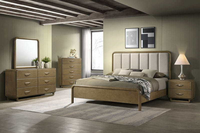 Cama tapizada Amsbury de 59 pulgadas, color nuez moscada