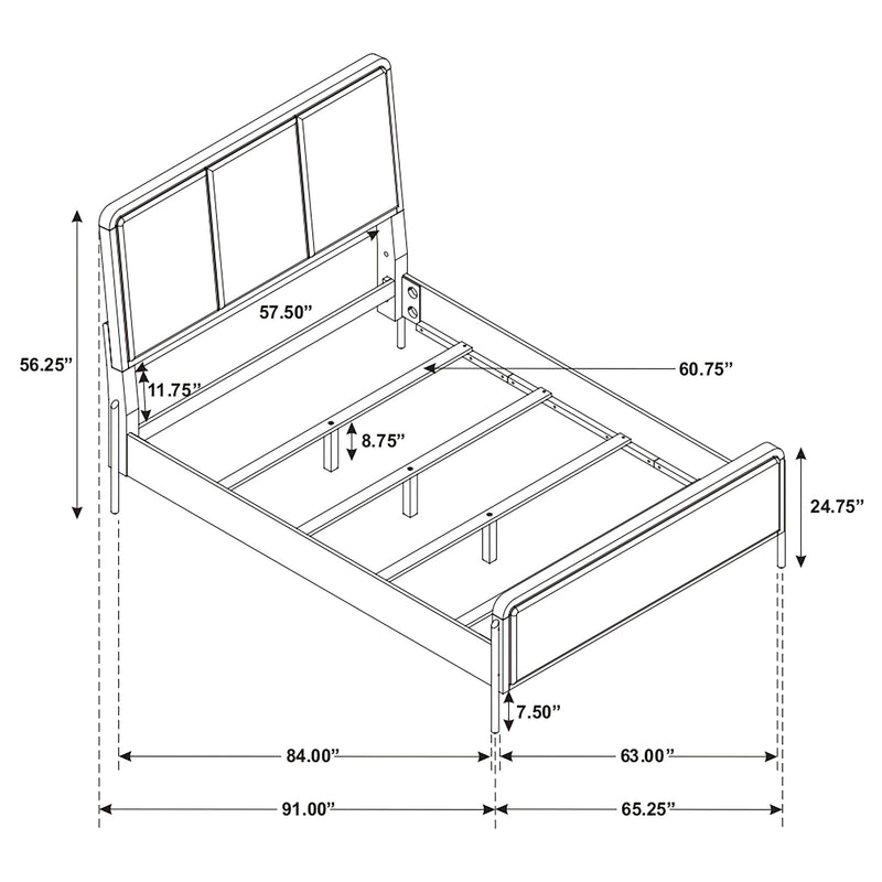 Cama Arini con panel tapizado