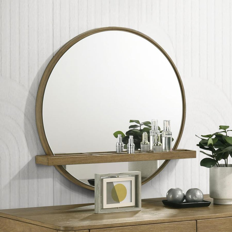 Espejo de pared Arini Round Vanity con estante