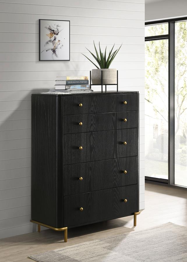 Cómoda de dormitorio Arini con 5 cajones