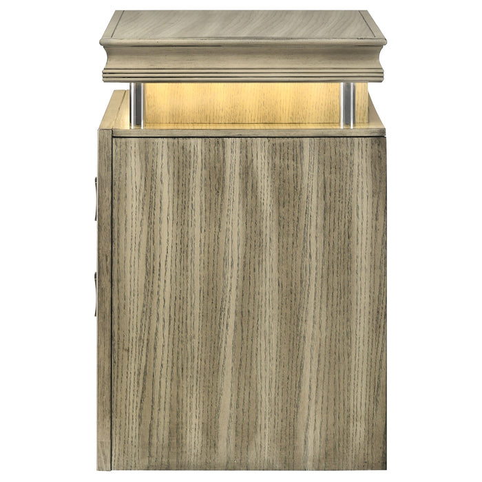 Giselle 3-drawer Nightstand Bedside Table with LED Rustic Beige