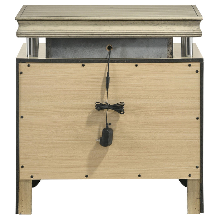 Giselle 3-drawer Nightstand Bedside Table with LED Rustic Beige