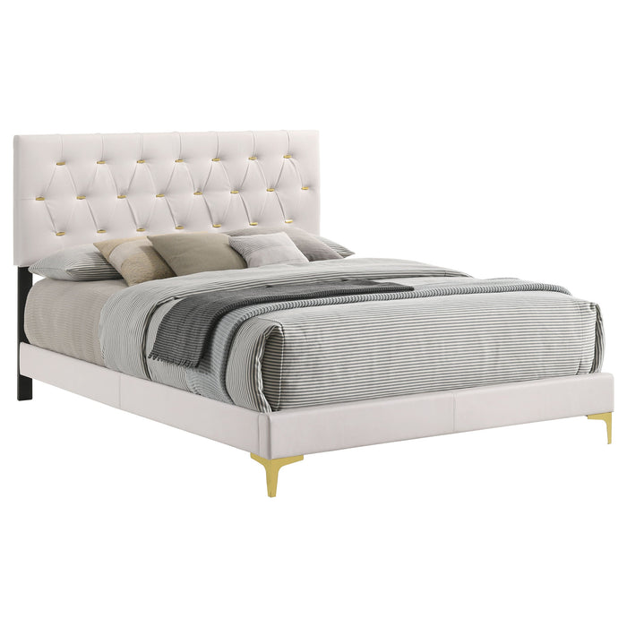 Kendall Tufted Upholstered Panel  Bed White