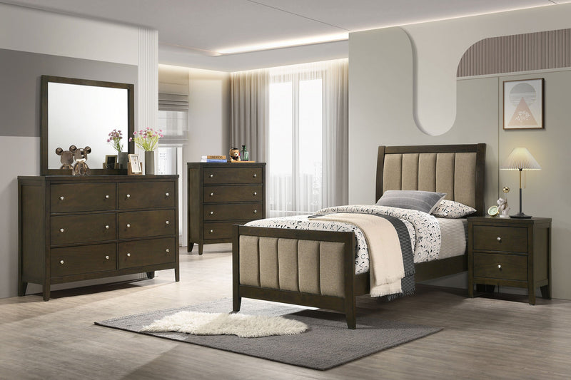 Cama tapizada Wilkes de 51 pulgadas Cacao Oscuro