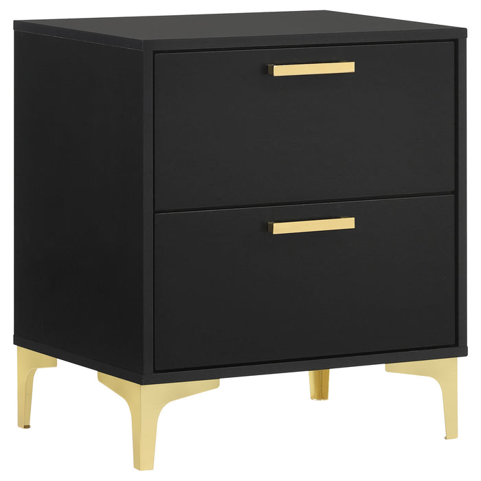 Kendall 2-drawer Nightstand Black and Gold