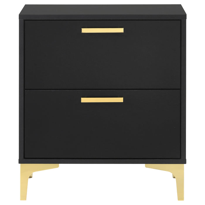 Kendall 2-drawer Nightstand Black and Gold