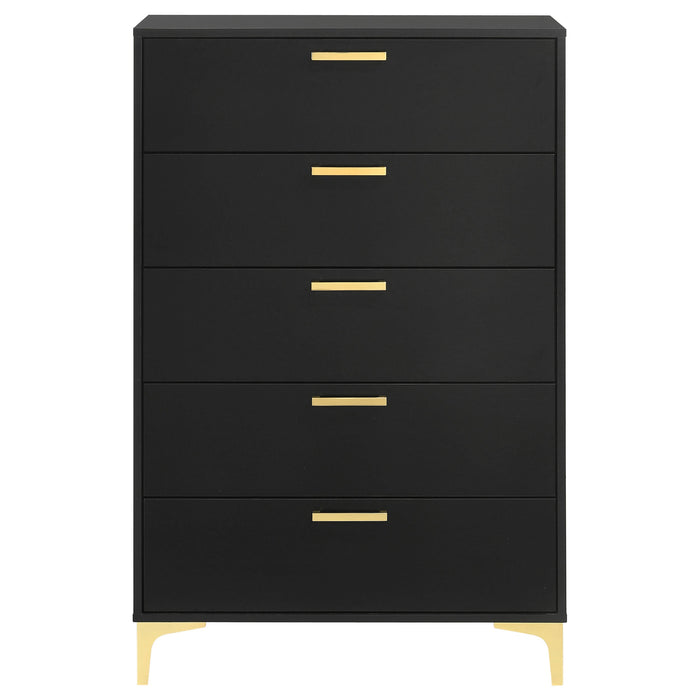 Kendall 5-drawer Chest Black and Gold