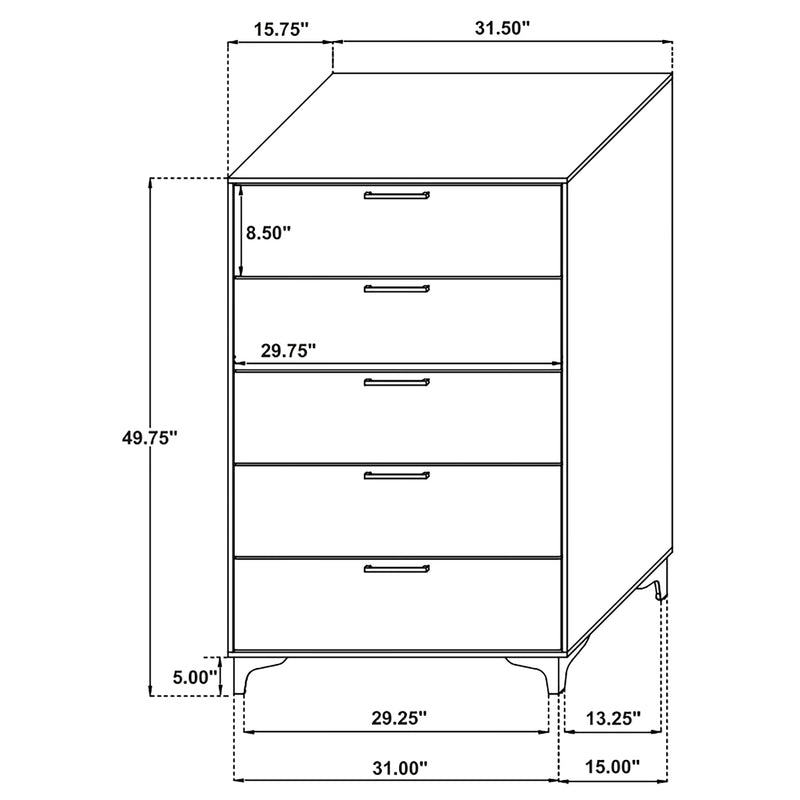 Cómoda de dormitorio Kendall de 5 cajones