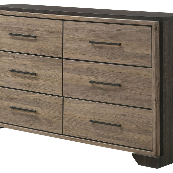 Baker 6-drawer Dresser with Mirror Brown and Light Taupe