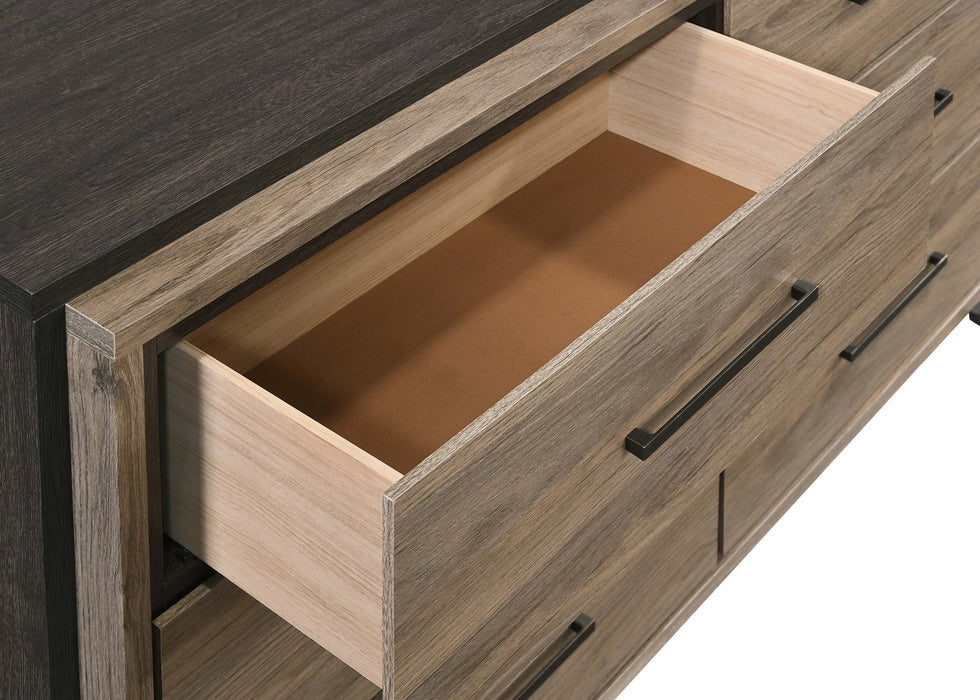 Baker 6-drawer Dresser with Mirror Brown and Light Taupe