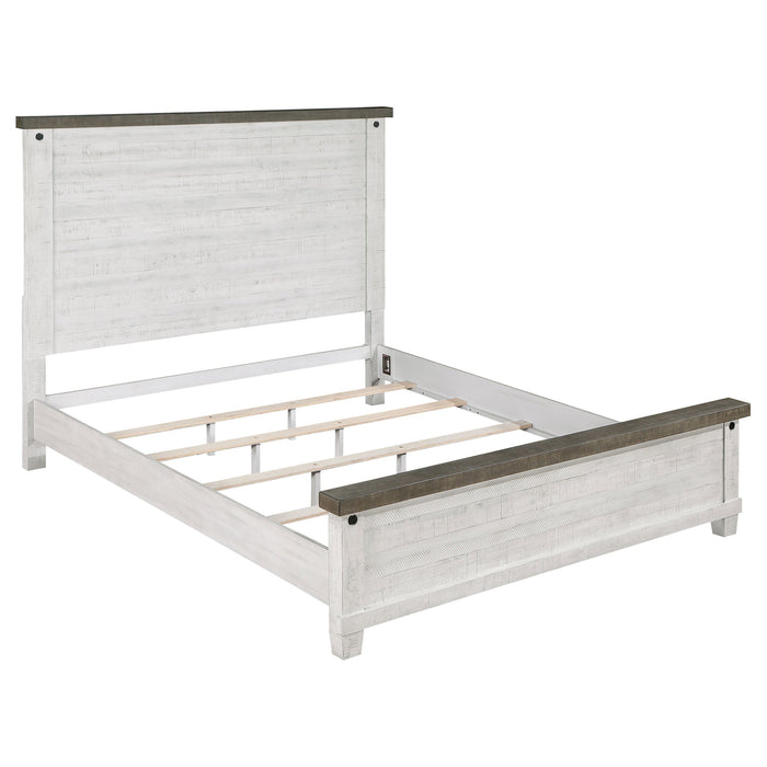 Lilith  Panel Bed Distressed Grey and White