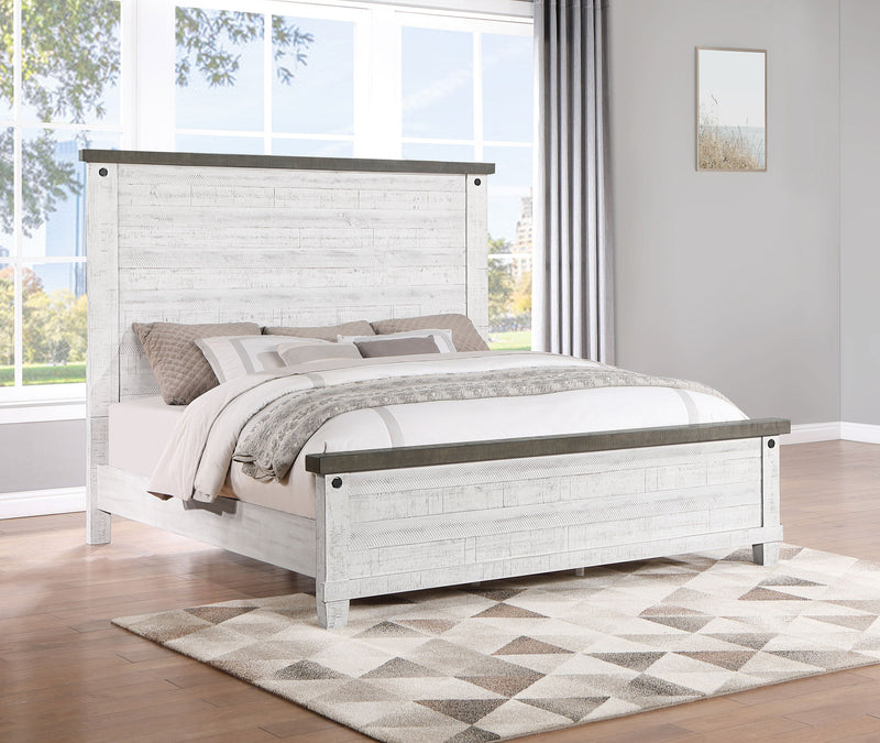 Cama Lilith de paneles de madera, efecto envejecido