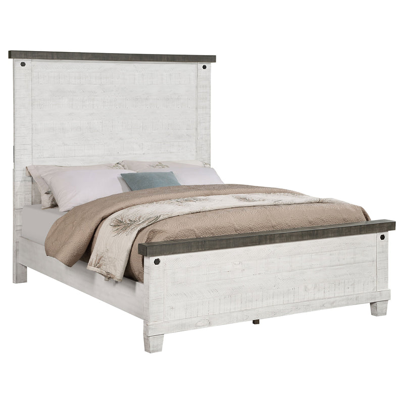 Cama Lilith de paneles de madera, efecto envejecido