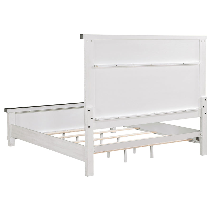 Cama Lilith de paneles de madera, efecto envejecido