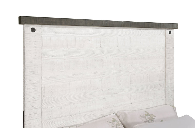 Cama Lilith de paneles de madera, efecto envejecido