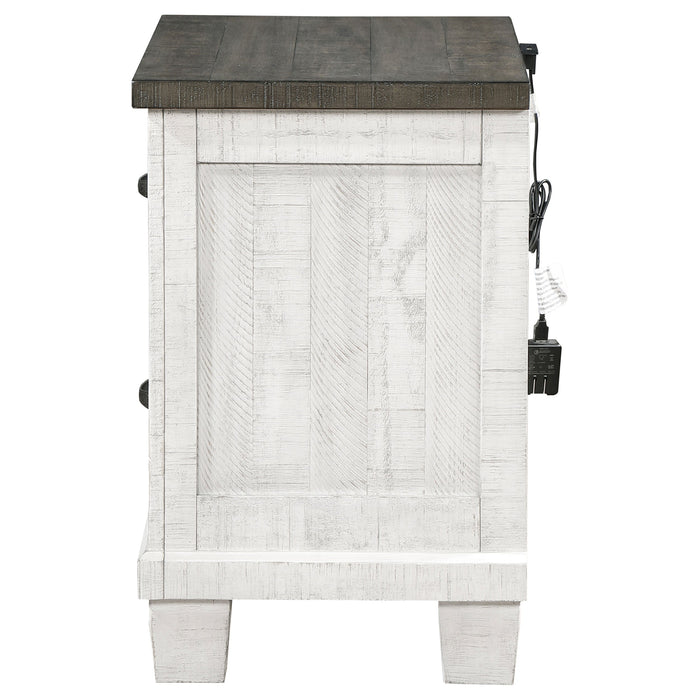 Lilith 2-drawer Nightstand Distressed Grey and White