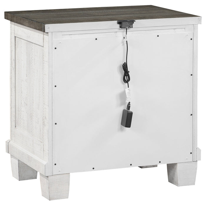 Lilith 2-drawer Nightstand Distressed Grey and White