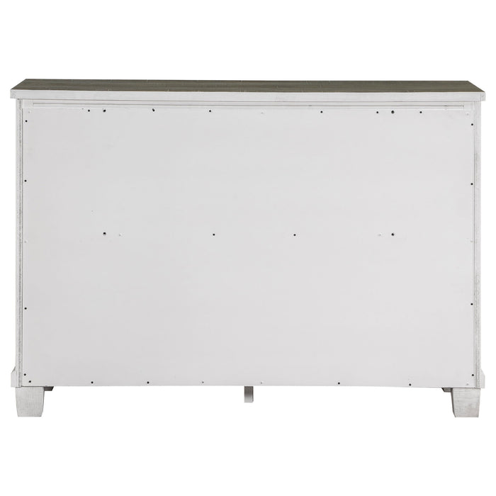 Lilith 7-drawer Dresser with Mirror Distressed Grey and White