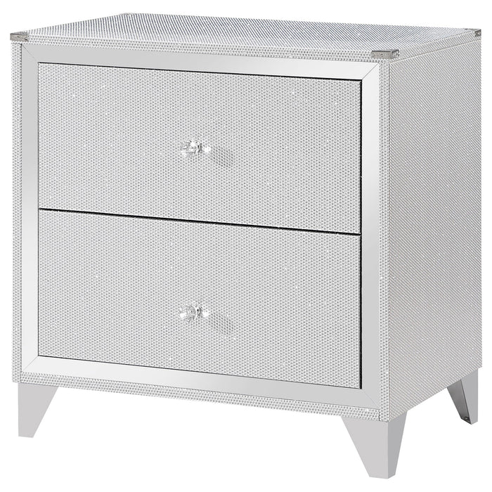 Larue 2-drawer Nightstand with USB Port Silver