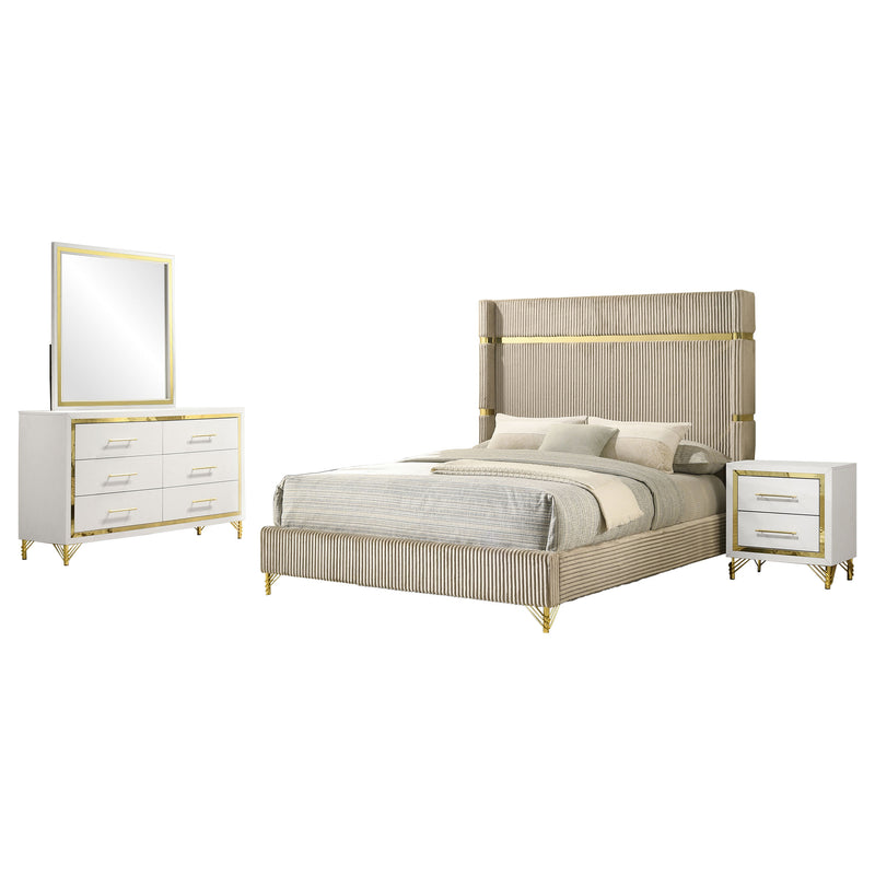 Juego de dormitorio Lucía Beige y Blanco
