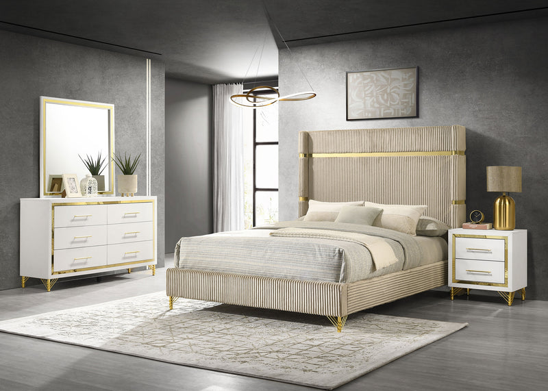 Juego de dormitorio Lucía Beige y Blanco