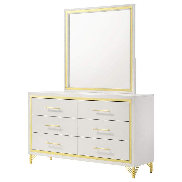 Lucia 6-drawer Bedroom Dresser with Mirror White