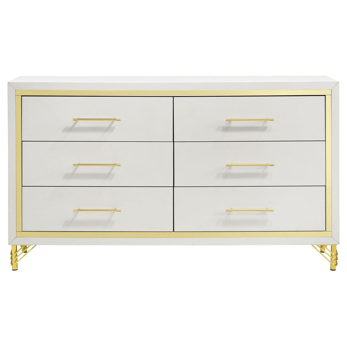 Lucia 6-drawer Bedroom Dresser with Mirror White