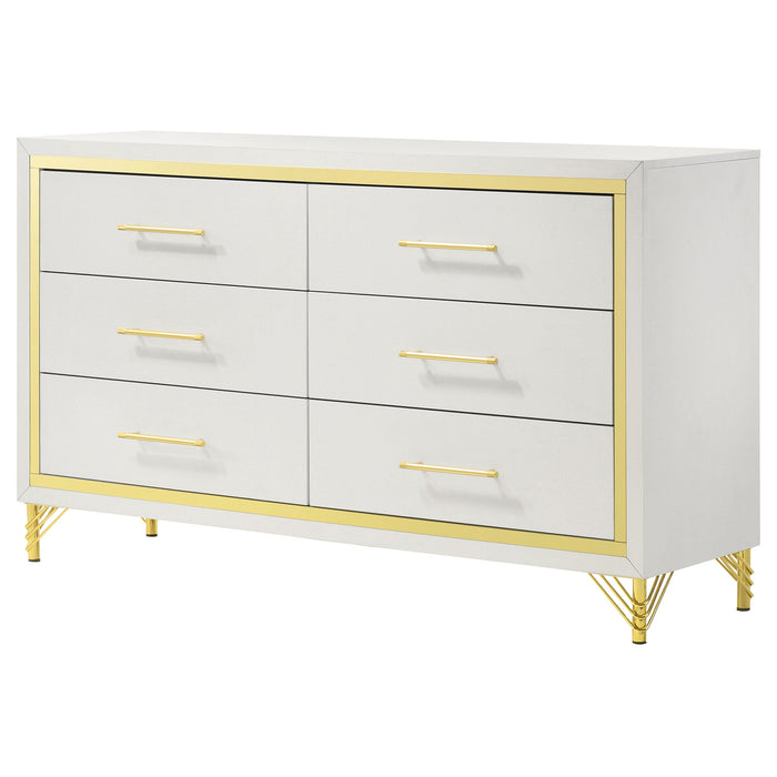 Lucia 6-drawer Bedroom Dresser with Mirror White