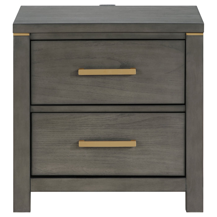 Kieran 2-drawer Nightstand Bedside Table Grey