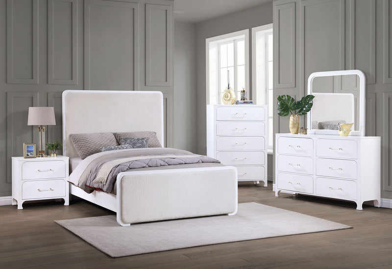 Anastasia Upholstered Panel Bed Pearl