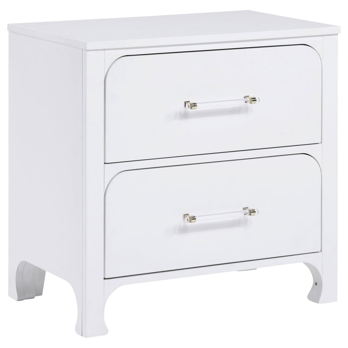 Anastasia 2-drawer Nightstand Bedside Table Pearl White