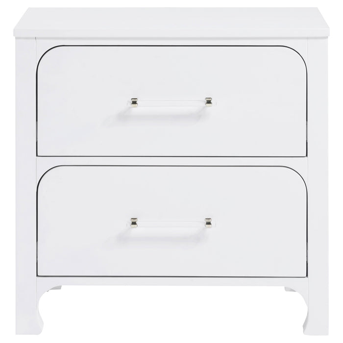 Anastasia 2-drawer Nightstand Bedside Table Pearl White