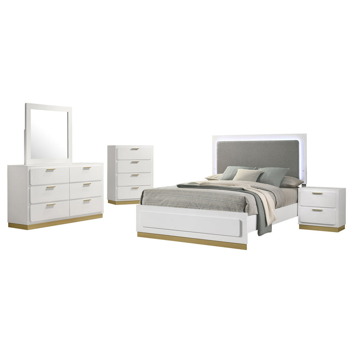 Caraway   Bedroom Set with LED Headboard White and Grey