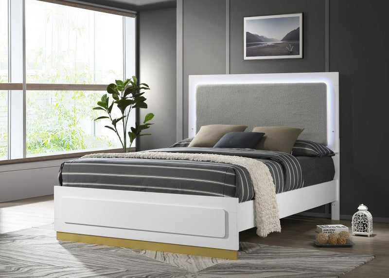 Caraway Wood LED Panel Bed