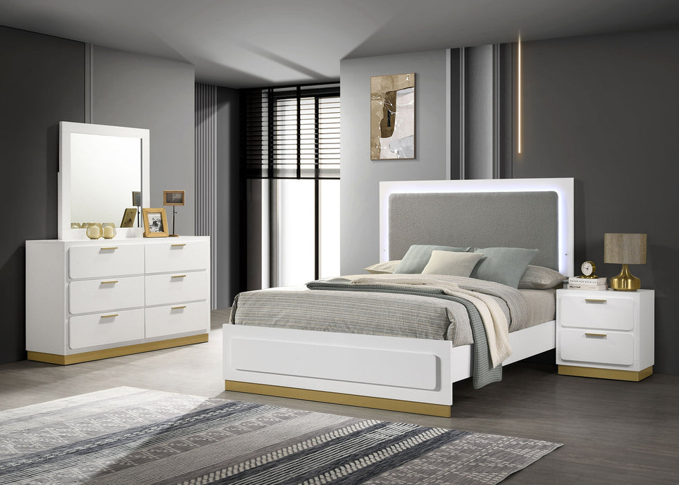 Caraway   Bedroom Set with LED Headboard White and Grey