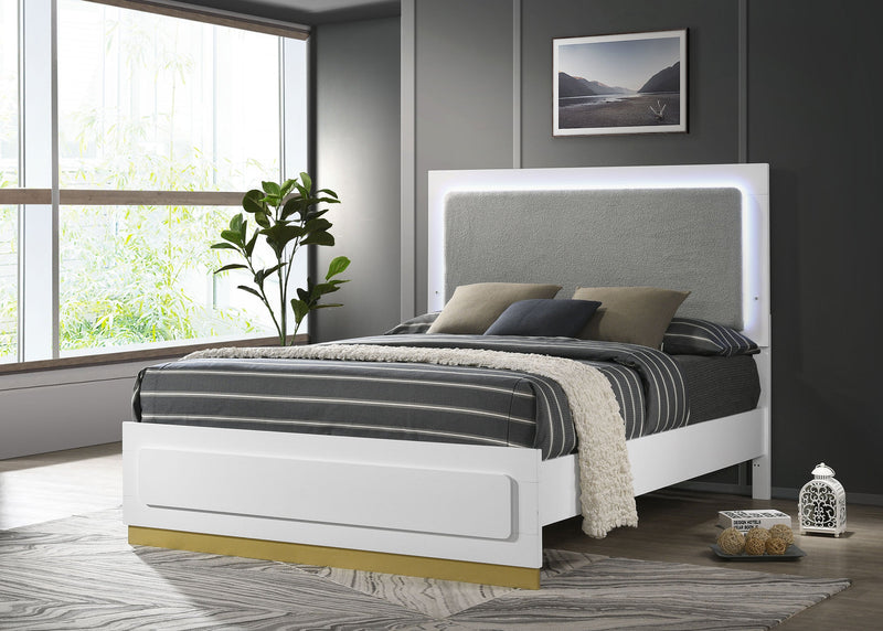 Caraway Wood LED Panel Bed